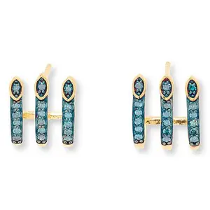 Rarities .35ctw Blue Diamond Gold-Plated Three-Row Earrings
