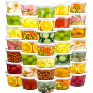 16 oz Deli Containers with Lids - 60 Sets (120-Piece) Kitchen Supplies, Leak-Proof, BPA-Free, Airtight Plastic Food Storage for Camping, Freezer-Microwave-Dishwasher Safe
