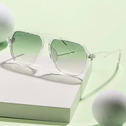 Vintage Dual-bridge Aviator Frames Sunglasses with Colored Lenses, Unisex Lightweight Durable Shades for Vacation Casual Fashion Outdoor Events Driving Gifts, Trendy Casual Sunglasses, Stylish Sunglasses, Summer Trendy Sunglasses