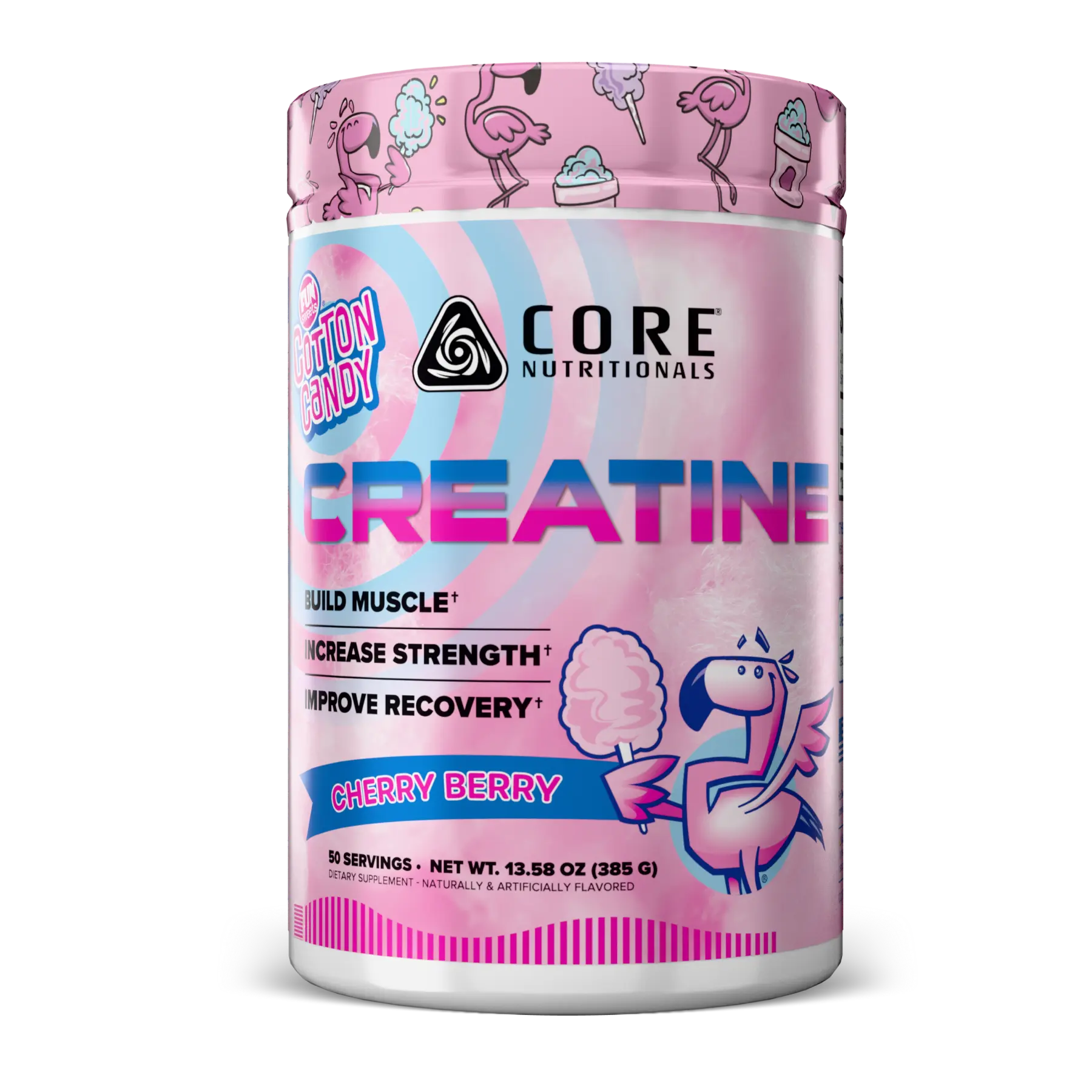 CORE Nutritionals Flavored Creatine – 5g Creatine Monohydrate Per Serving, Fun Sweets Cotton Candy, 50 Servings