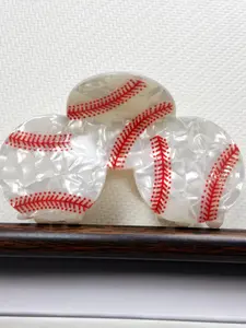 Baseball Hair Claw Clip, Acrylic Sports Theme Women's Hair Accessory, Non-Slip Hair Clips for Thick and Thin Hair, Perfect for Game Day and Daily Wear, Hairclip