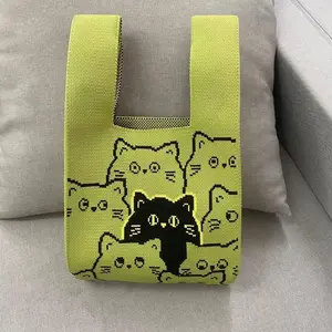 GOSSIP Handmade Knit Cat Wrist Bag – Fashionable & Spacious