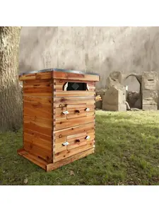 10-Frame Langstroth Beehive Starter Kit, Wax-Coated Complete Beehive Kit Includes 2 Deep Hive Bee Box And 1 Bee Hive Super With Acrylic Window, Beehive Frames And Foundation For Beekeeping Supplement