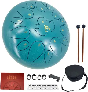 Steel Tongue Drum 12 Inches 15 Notes C Major Steel Drums Rain Chimes for Outside Percussion Instrument with Drum Mallets and Carry Bag