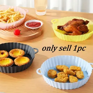 1Pc Round Air Fryer Silicone Pot Reusable Air Fryers Liners Oven Baking Tray, Home Kitchen Air Fryer Accessories