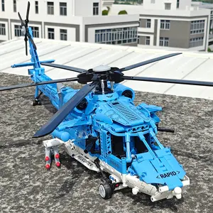 Moc 1389pcs Z-20 Armed Helicopter Building Block Set, Military Airplane Model Toy Brick, Home Decoration, Christmas Birthday Gift for Kids, Building Blocks Model