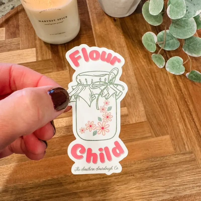 "Flour Child" Waterproof Vinyl Sticker to Decorate Water Bottles, Laptops & Tablets and More!