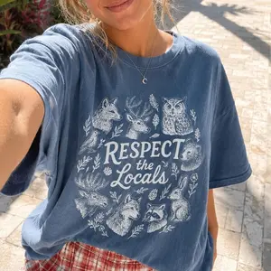 Comfort Colors National Park Vintage T-Shirt, Respect The Locals Camping Tee, Funny Wildlife Nature Shirt, Outdoor Adventure Gift for Camping Lover, Retro Hiking Tee -DPCLICK