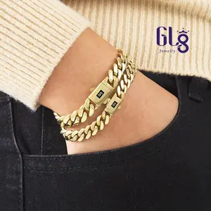 14K Gold Vacuum Plated Stainless Steel  Miami Cuban Link Chain 6-14mm Bracelet for Women & Men Luxury Jewelry, Fashion , Chicano, Classic, Hip Hop, Valentine's Day Gift  Hypoallergenic Material, Sweat-Resistant, Chunky Gold Bracelet for Streetwear