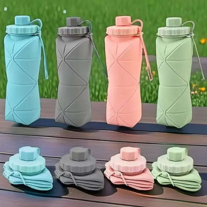 Portable Foldable Food Grade Silicone Water Bottle, Large Capacity High Temperature Resistant Outdoor Travel Folding Cup, Compressed Water Cup