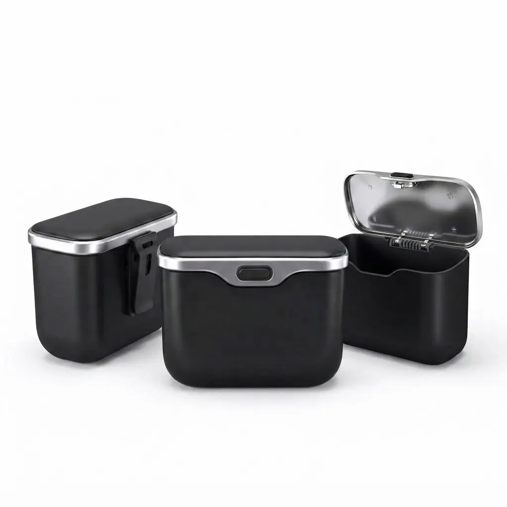 Hanging Leak-Proof Trashcan for Cars with Lid & 1-Touch Auto Open, Car Interior Stowing Multifunctional Organizer for SUV, Truck, Sedan (SUV Organizer, Vehicle Accessory)