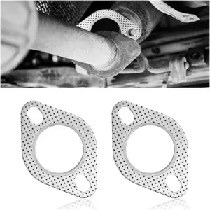 2PCS Car Exhaust Gasket,2.25" 2-Bolt Exhaust Flange Gasket Car Accessories,Professional Exhaust Manifold Gasket Made of High Temp Gasket Material (2.25 inch)