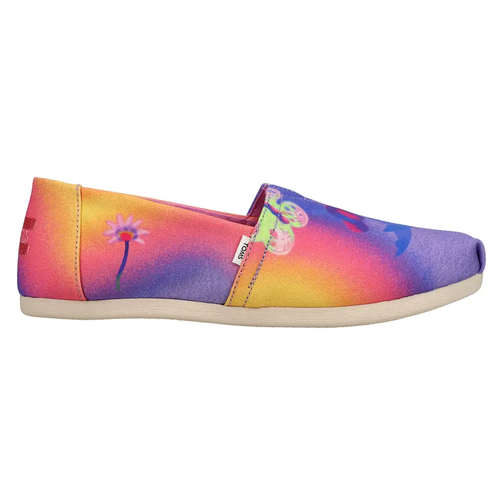 TOMS Womens Alpargata Slip On Flats Casual - Pink, Purple, Yellow