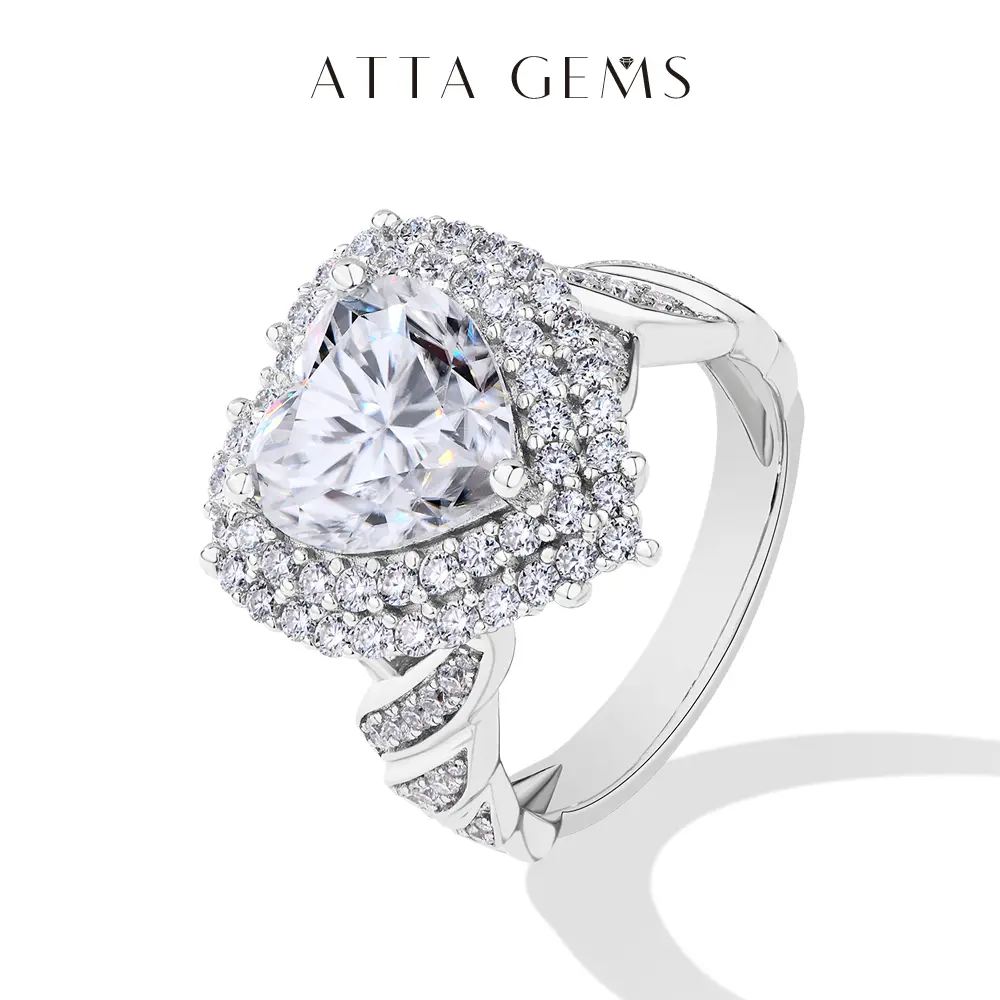 Women's 4CT Heart-Shaped Cut D Color VVS1 Synthetic Moissanite Elegant Ring, Moissanite Decorated Jewelry Ring for Wedding, Engagement R232, Moissanite Decorated Ring summerwins