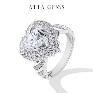 4CT Heart-Shaped Cut D Color VVS1 Fashion Romantic Synthetic Moissanite Women's Jewelry Ring Wedding Engagement Anniversary Gift R232