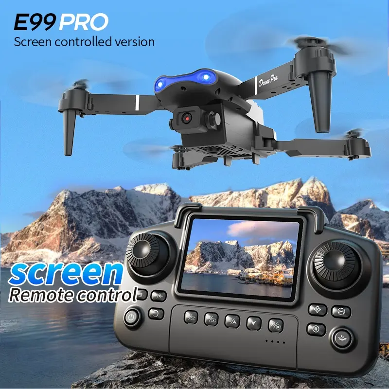 E99 PRO Drone with Screen Remote Control, HD FPV Camera Foldable RC Quadcopter, Optical Flow Positioning, 3D Flip, One Key Take‑off, Mini Drones for Adults Beginners Kids