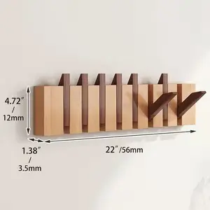 Expandable Wooden Wall Coat Rack - Accordion Hook Organizer with 10 Hooks