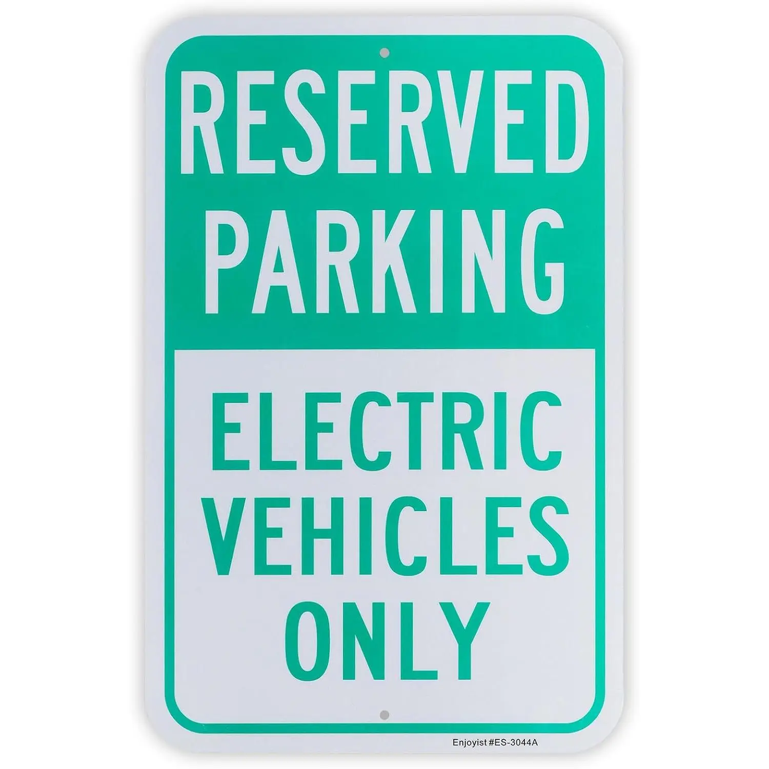 Large Reserved Electric Vehicle-Only Parking Signage, 18"x12" .040 Rust-Free Aluminum - Reflective, UV-Protected, Weatherproof Home Decor Plaque