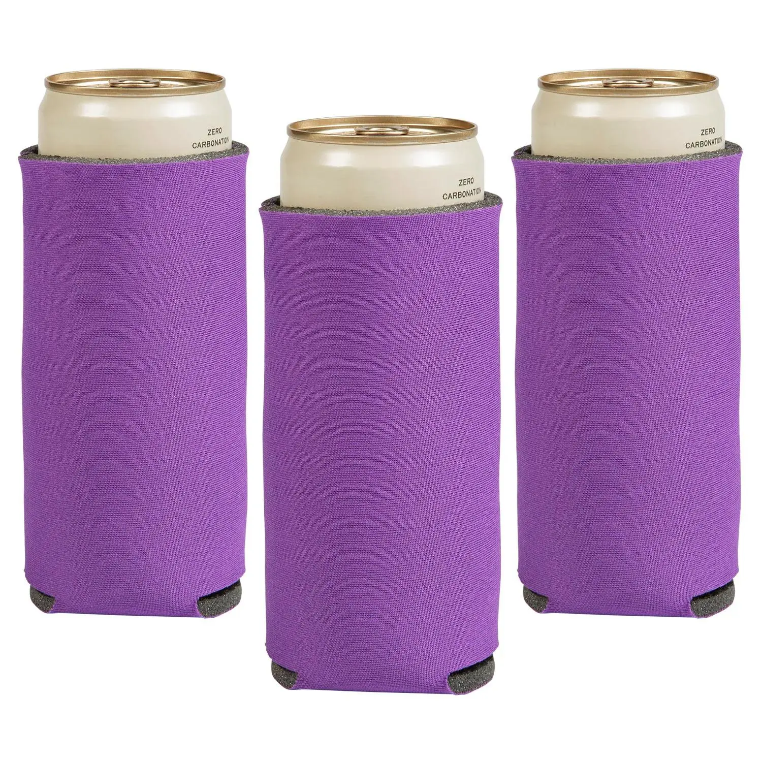3 1/2" x 6 1/2" Solid Color Purple Foam Slim Can Coolers - 12 Pc.