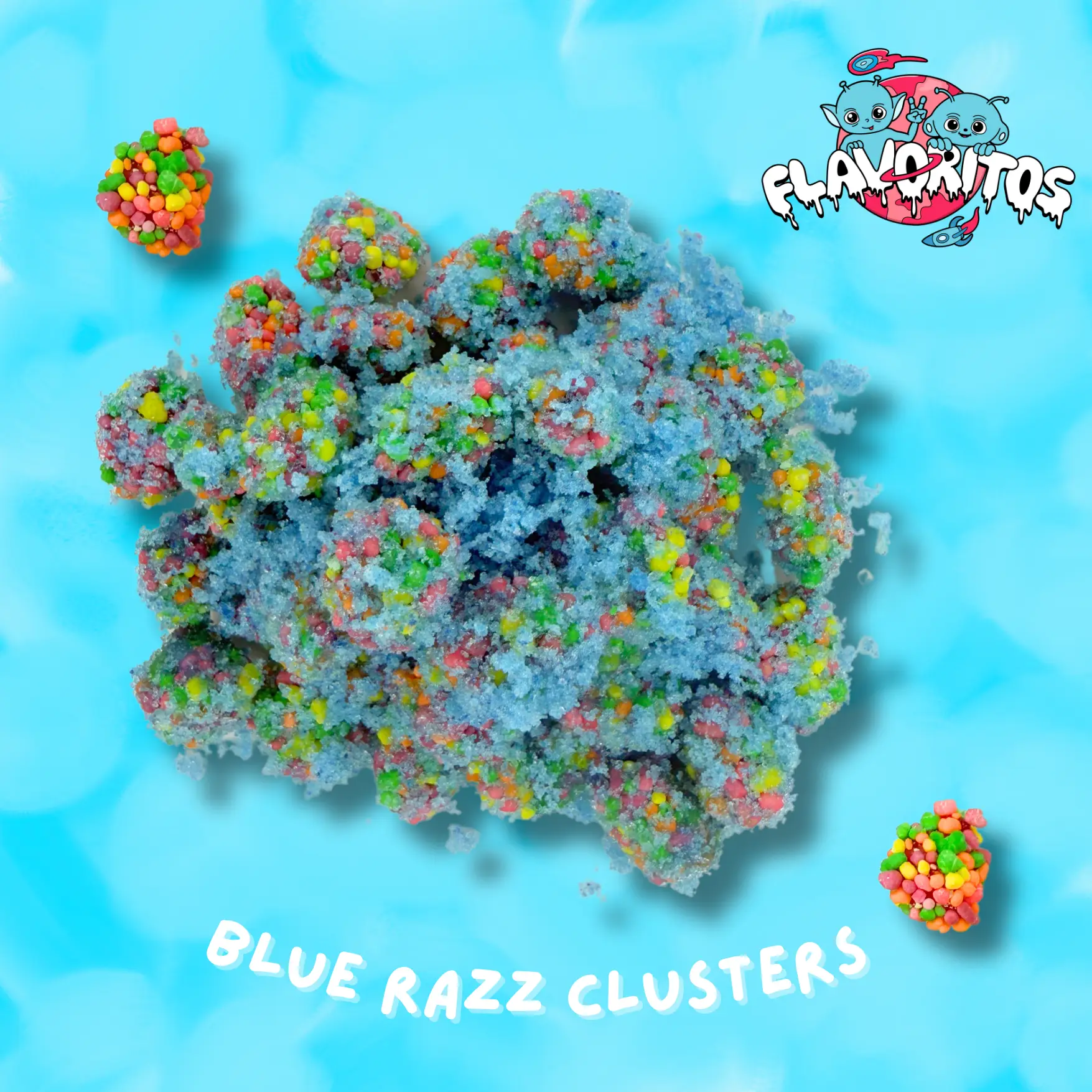 Flavoritos, Blue Raspberry Nerd Clusters - Sour and Sweet Candy Snack Bonbon