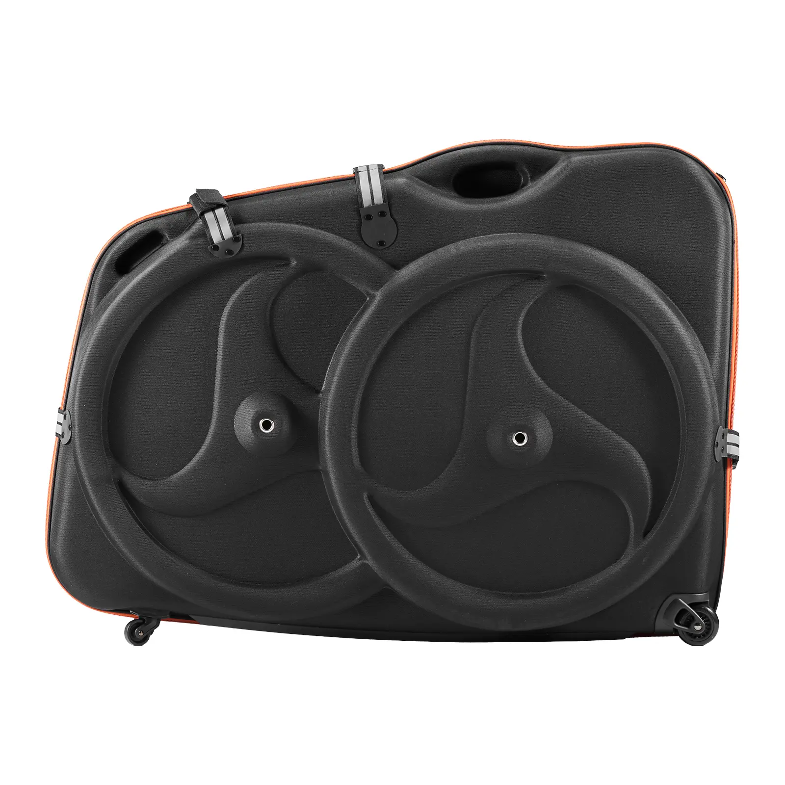 VEVOR 700C Road Bike Travel Case - Rigid EVA Shell Transport Bag for Bikes, Road Trips, Car Roof Racks & Flights, with Quick-Release Buckle, Dual Zipper, TSA Lock, Wheels, Top Handle, Wheel Protectors (Black)