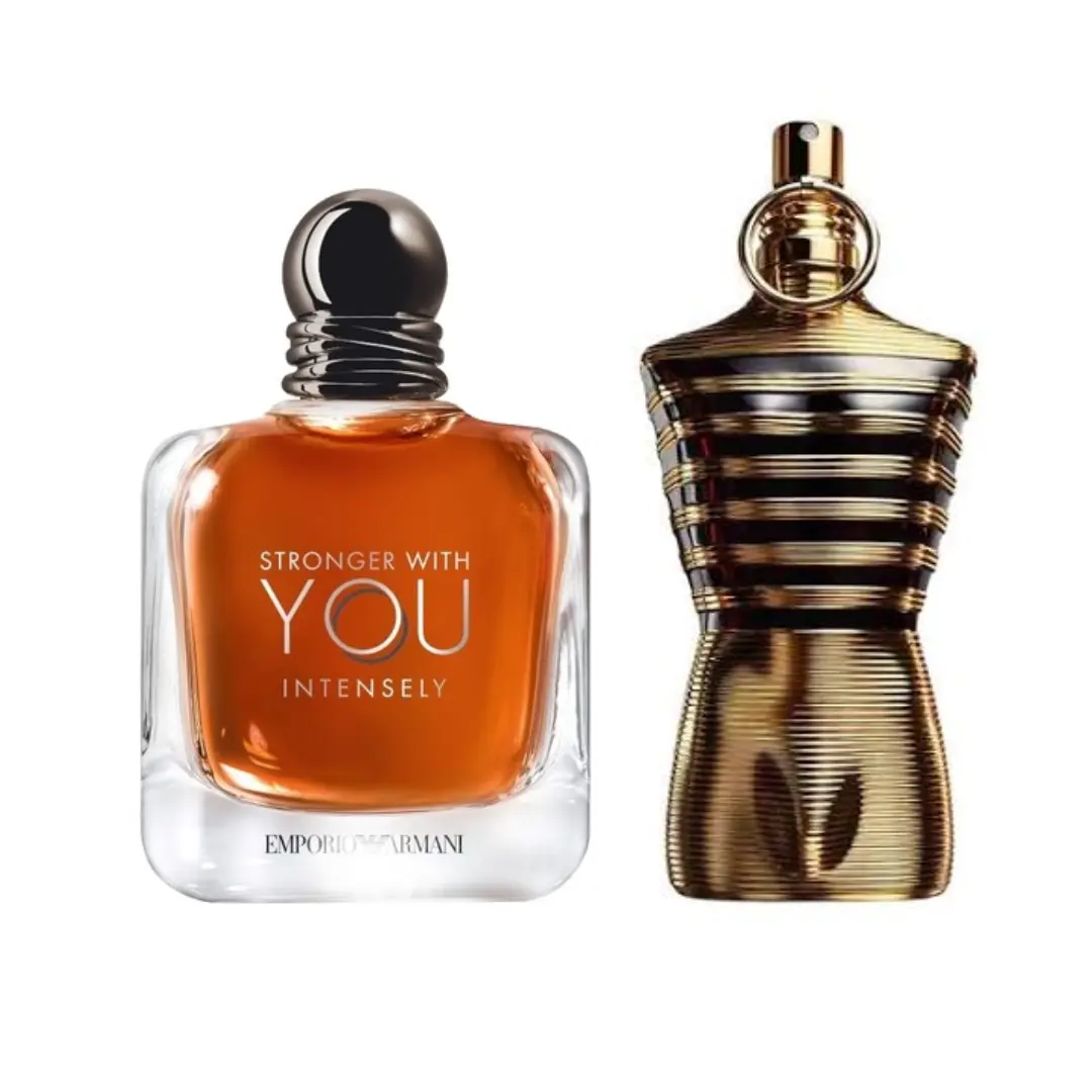 Men's Date Night Special - Emporio Armani Stronger With You Intensely 3.4oz & Jean Paul Gaultier Le Male Elixir 4.2oz Men’s Perfume Bundle I Warm, Sweet, Spicy, Vanilla & Aromatic Fragrances