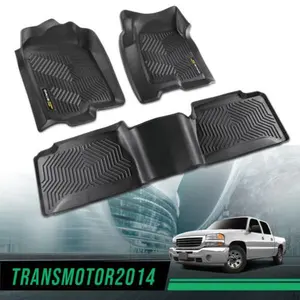 TPE Floor Mats Front Rear Fit For 99-24 Chevy Silverado GMC Sierra Crew Cab,All Weather Floor Mats Rubber Liners,Waterproof Anti-slip Durable Floor Mats Upgraded Version