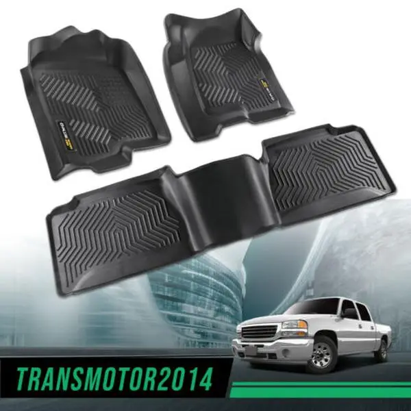TPE Floor Mats Front Rear Fit For 99-24 Chevy Silverado GMC Sierra Crew Cab,All Weather Floor Mats Rubber Liners,Waterproof Anti-slip Durable Floor Ma