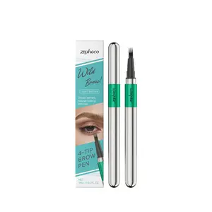 Light Brown 4-Prong Microblading Eyebrow Pencil, Waterproof Long Lasting Natural Brow Pen for Beginners