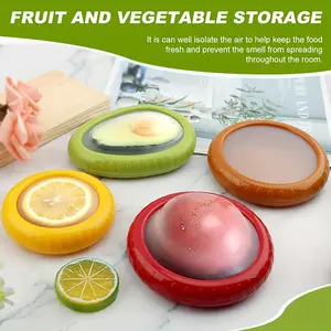 4-piece set prevents food odors from seeping in.Easy to clean and reusable refrigerator storage containers.Suitable for avocados, onions, lemons, and tomatoes.