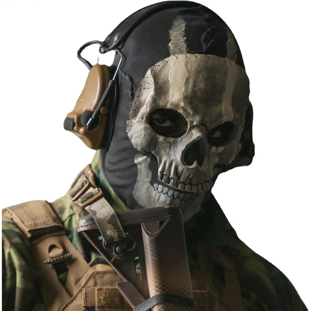 Ghost Skeleton Balaclava for Men, Windproof Cotton Full Coverage Face and Neck Mask, Screen Printed Accessory for Skiing & Halloween Cosplay, Accessories, Ghost Mask