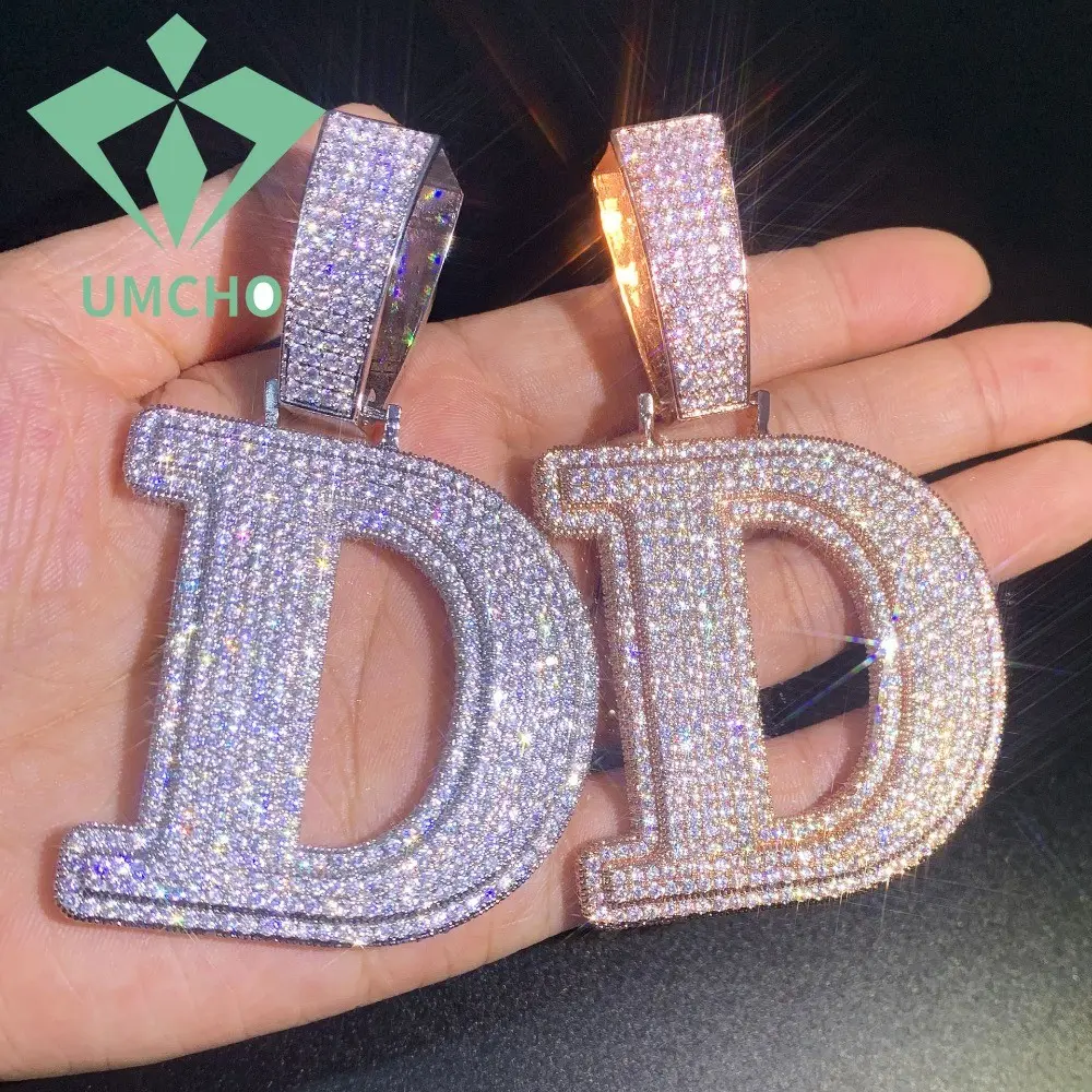 Hip Hop Alphabet Copper with Synthetic Cubic Zirconiaia Full with Numeric Alphabet Pendant Jewelry Necklace with 24 Chain