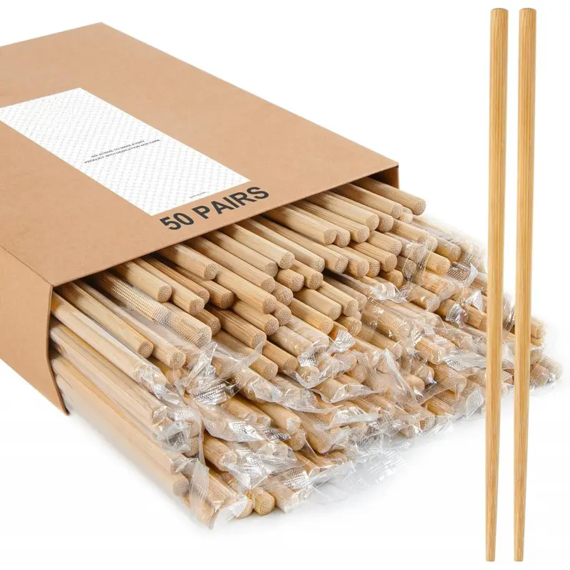 9.45 in Natural Bamboo Chopsticks (50 Pairs, Individually Wrapped Bulk) - Finely Polished Disposable Tableware Cutlery, Non-Slip Premium Beginner-Friendly, Traditional Chinese Craftsmanship for Party & Home Supplies, 9.45 Inches, Beginners-Friendly