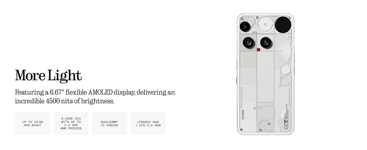 Nothing Phone (3) Cell Phone, 2025 New 5G Unlocked Phones 512GB, Android 15, Snapdragon 8s Gen4, AI Mobile Phones with Four 50MP Cameras & AMOLED Display, 5150mAh, Glyph Interface, Smartphone White