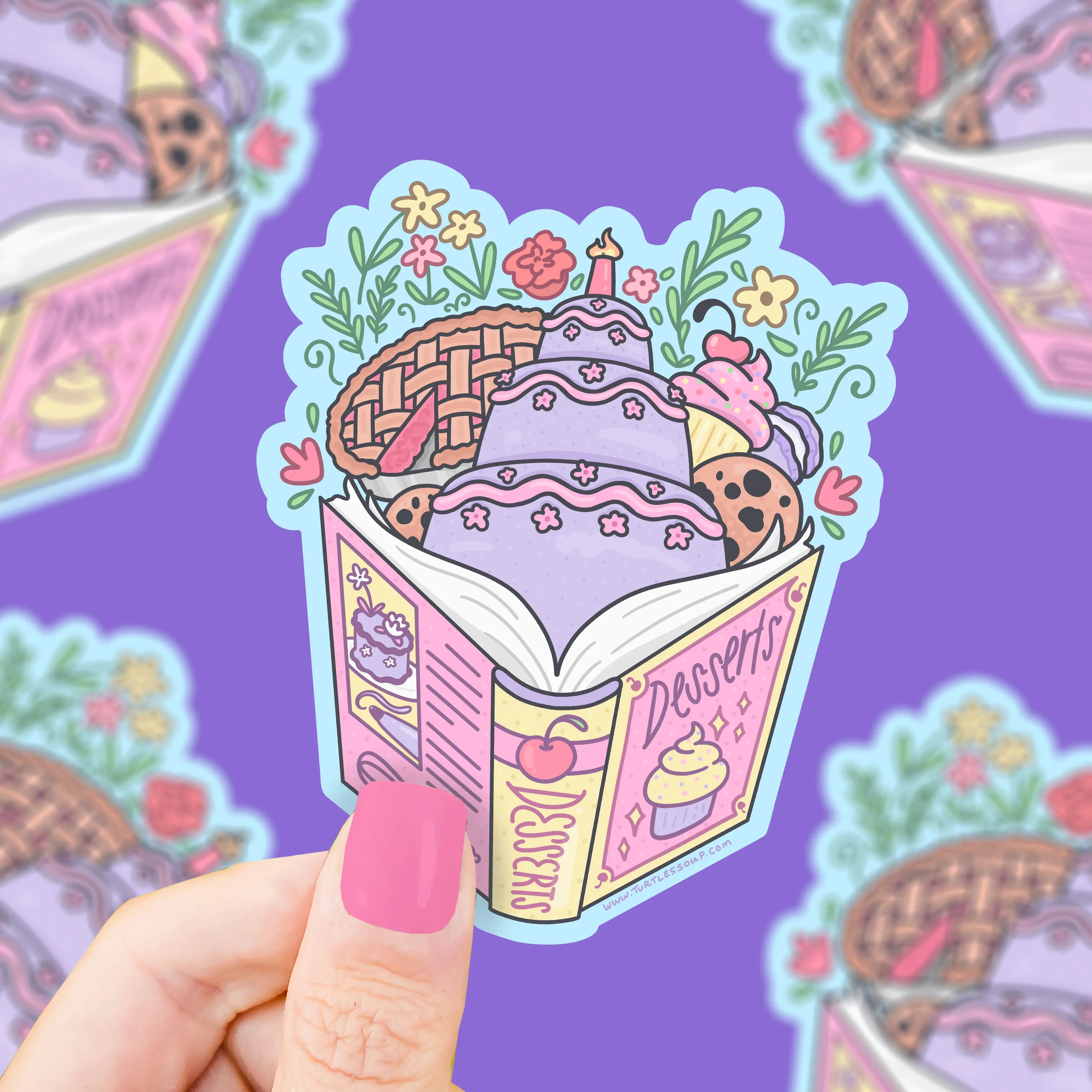 Turtle's Soup Dessert Baking Cookbook Book Club Genre Reading Stickers Laptop Decals Vinyl Stickers Waterproof and Dishwasher Safe