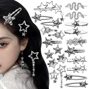 22 count  Hair Clips Metal  Barrettes, 13 Shapes Hairpin Barrettes, Goth Hair Pins Set, Punk 2000s Hair Accessories for Women and Girls Styling  Hairpin (22 PCS)