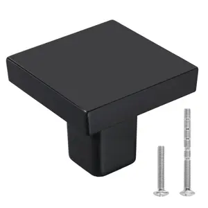 VEVOR Cabinet Knobs, 10 Pack, 1.18 Inch Black Zinc Alloy Drawer Pulls Door Handles, Square Kitchen Solid Knobs Dresser Handles, Cupboard Hardware with Screws for Bathroom Closet Cabinets Drawers