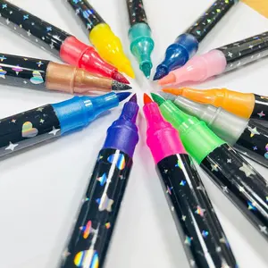 Glitter single-tip Markers Set With Shimmering Ink For Art Drawing Crafts And Decorative Projects Ideal For Creativity And Versatile Colors