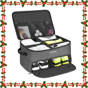 YOREPEK Golf Trunk Organizer with Shoe Compartment, 2-Layer Waterproof Storage for Balls, Tees, Clothes & Accessories, Ideal Golf Gifts for Men