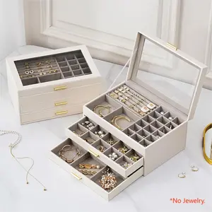 Jewelry Box with Clear Lid, Multi-Drawer Jewelry Organizer, Jewelry Storage Unit, Large Capacity for Necklaces, Earrings, Rings, Perfect Gift for Women, Jewelry Storage Armoire