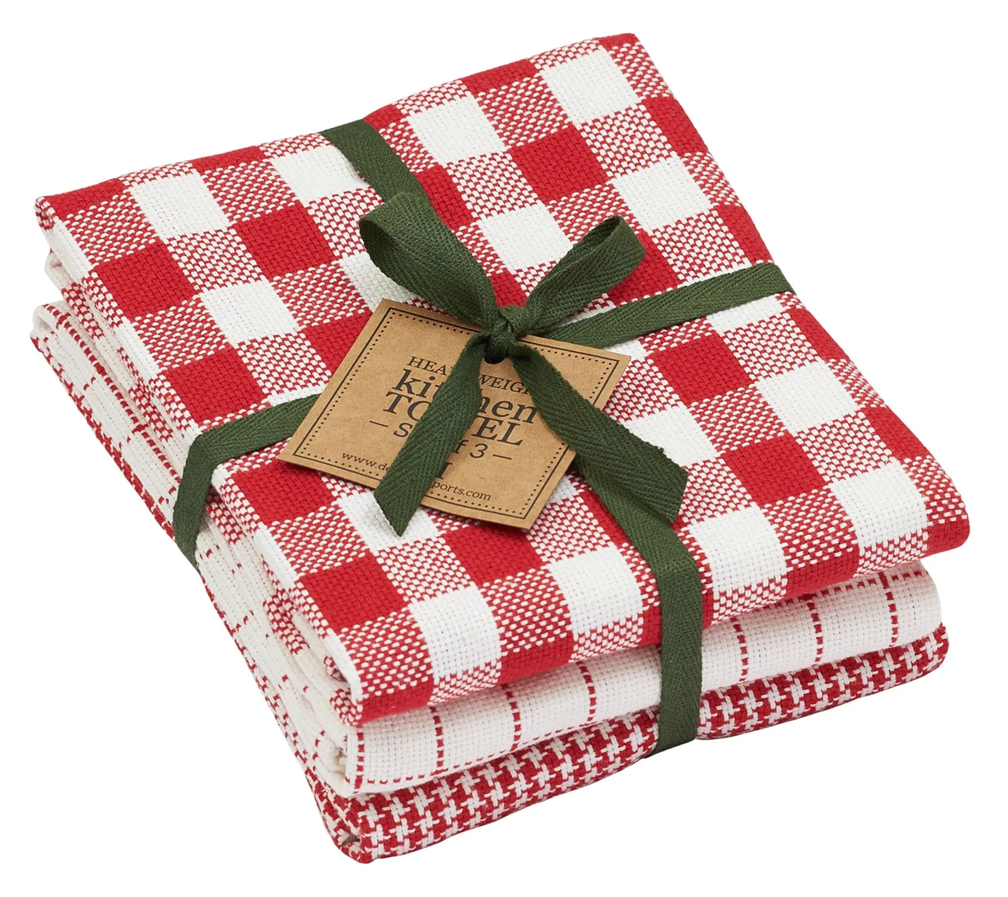 Design Imports Set 3 Holiday Checks HeavyweightKitchen Towels