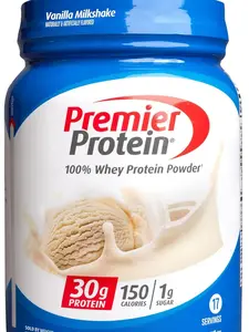 Premier Protein Powder, Vanilla Milkshake, 30g Protein, 1g Sugar, 100% Whey Protein, Keto Friendly, No Soy Ingredients, Gluten Free, 17 Servings, 23.3 Ounces