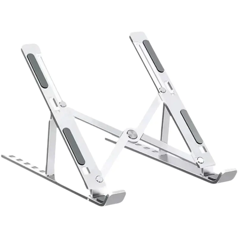 Adjustable Aluminum Laptop Stand Silver | Foldable Portable Ergonomic Laptop Riser with Storage Bag, Fits 10-15.6 Inch Laptops, Compatible with MacBook Air/Pro, HP, Dell, Lenovo, Ideal Gift