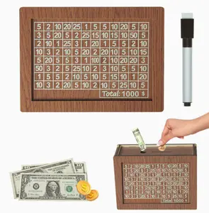 Cash Vault Wooden Savings Box 10000, 2026 New 10000 Savings Challenge Box, Coin Counter Piggy Bank Money Box with Money Target and Numbers (5000) Box with Counter storage Saving Box with Counter Reusable Money Saving Box with Counter