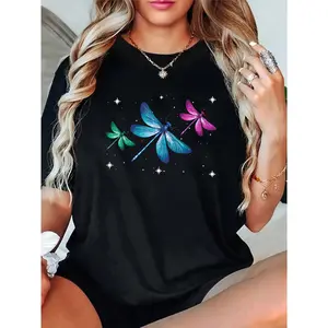 100% Cotton Unisex Dragonfly Inspirational Spiritual Animal T-Shirt – Soft Touch, 2026 Round Neck Short Sleeve T-Shirt