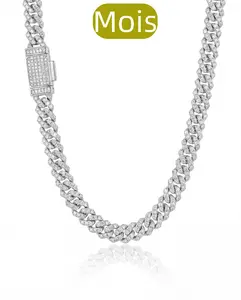 ⑥SPACEICE Iced Out Moissan 6mm Cuban Link Chain | Solid metal Base with Mois | Silver-Tone Hip Hop Necklace for Men Women