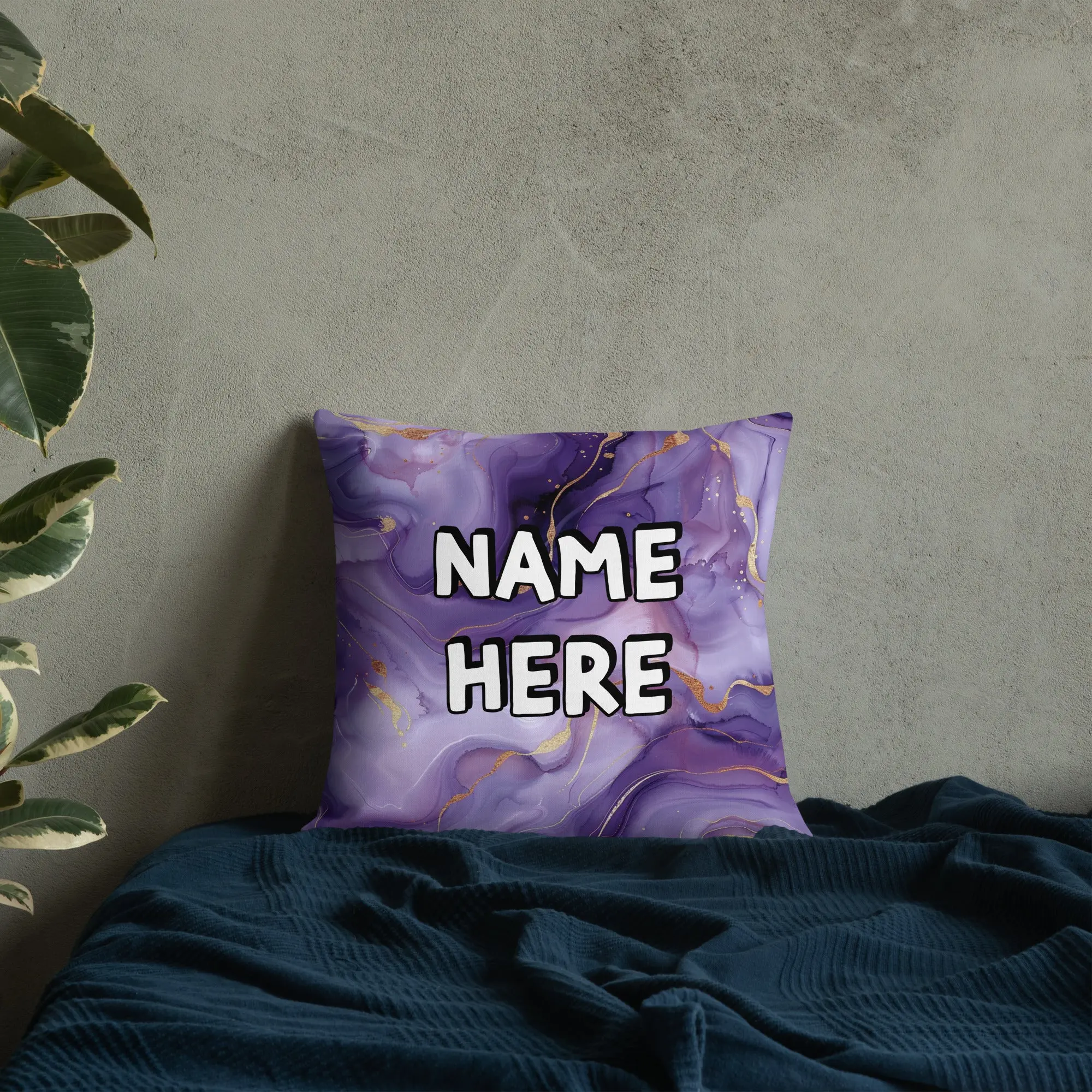 Custom Name Marble Premium Pillow, Personalized Elegant Throw Pillow, Customized Minimalist Enthusiast Pillow, Abstract Gift