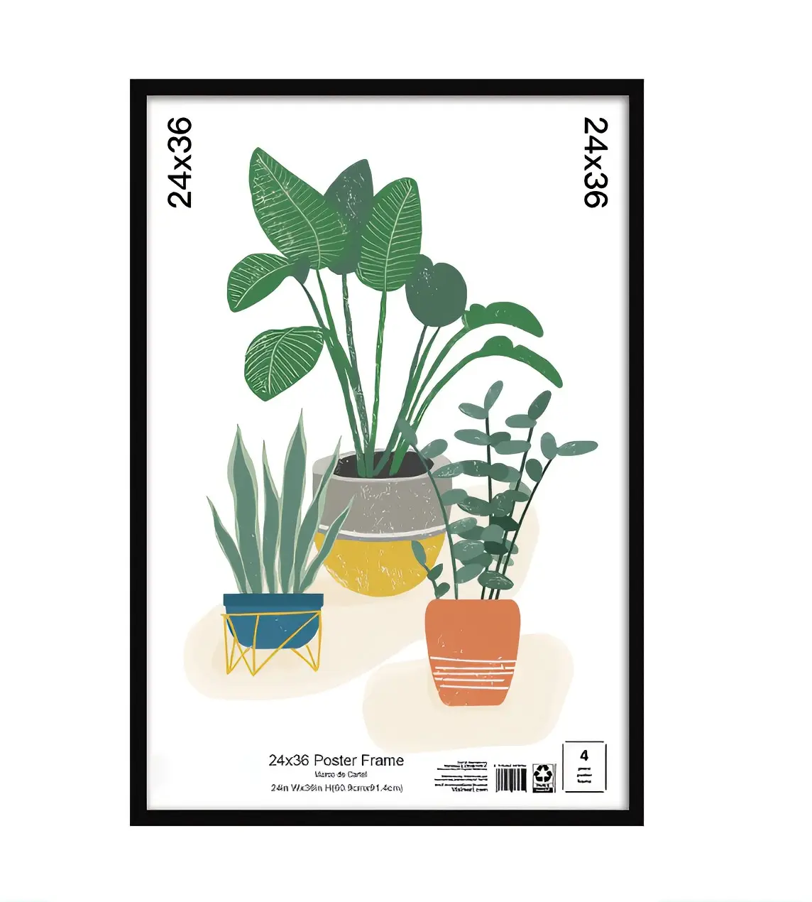 24x36 Poster Frame with Green Plants Design for Home Decor
