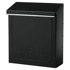 Townhouse Black, Medium, Galvanized Steel, Locking, Vertical, Wall Mount Mailbox