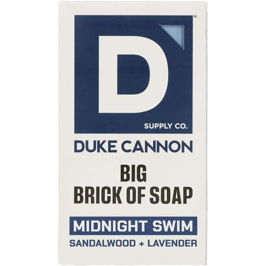 Duke Cannon Big Brick of Soap – Sandalwood + Lavender Scent – Large Triple-Milled Bar Soap for Men, Long-Lasting, Moisturizing with Natural Oils, Supports U.S. Veterans, Midnight Swim (10 oz.)